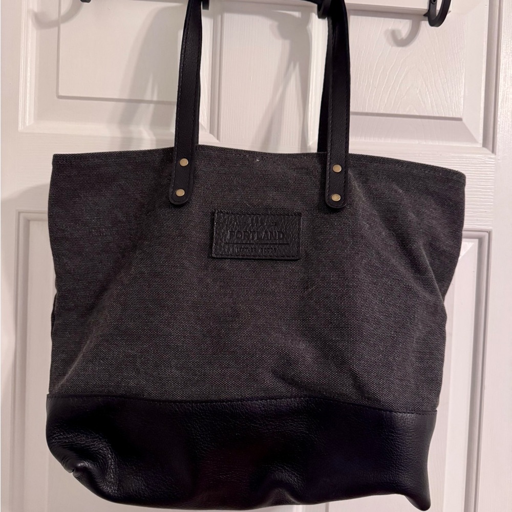 Portland Leather The Big Bad Tote Black and Gray Tote Bag